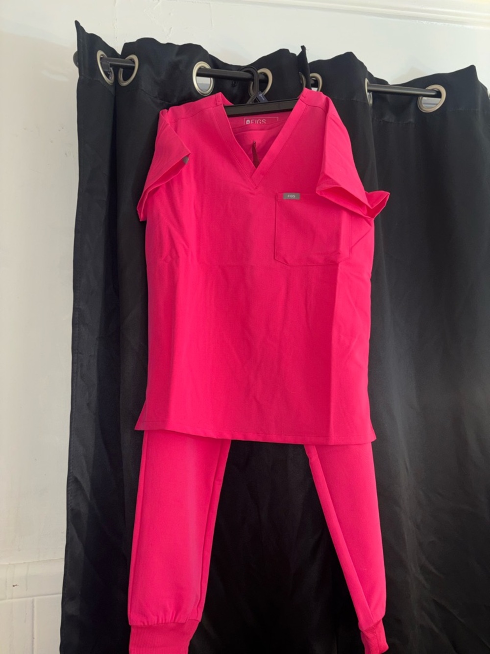 Hot Pink Medical Scrub Set - V-Neck Top & Jogger Pants